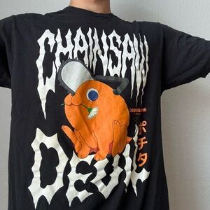 Chainsaw Man Anime AOP Graphics Black Tee Shirt